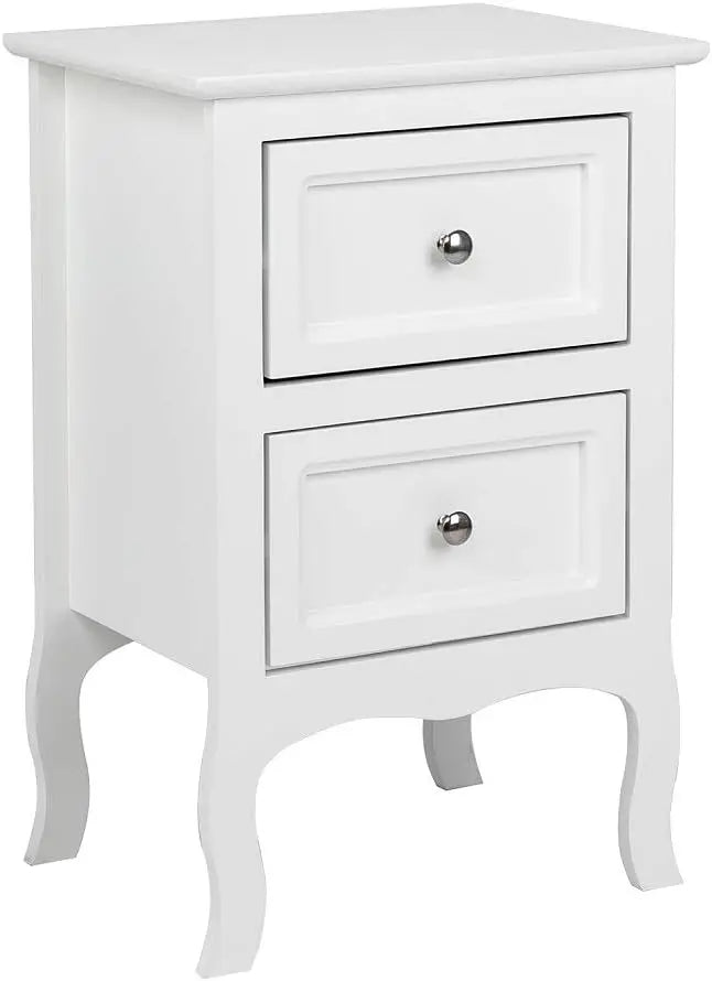 White Nightstand Set of 2, Nightstands with 2 Drawers, Bed Side Table/Night Stand, Small Nightstand for Bedroom, Small Spaces