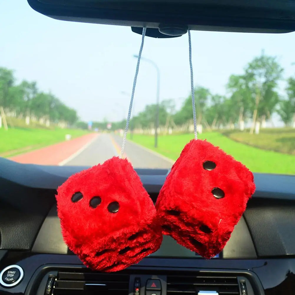 2pcs Plush Dice Car Pendant | Cute Plush Toy Cube Pendant | Anime Car Decoration Accessories | Auto Pendant for Interior Styling