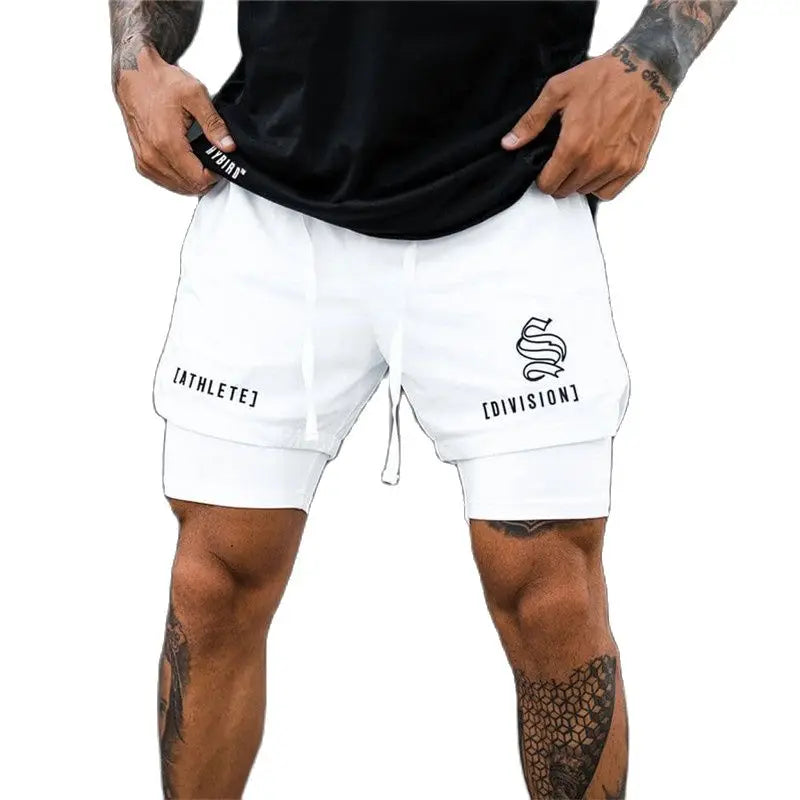 Men's New Casual Gym Workout Shorts | Breathable 2 in 1 Double-layer Quick-drying Beach Joggers Shorts | Ideal for Exercise, Running, and Swimming