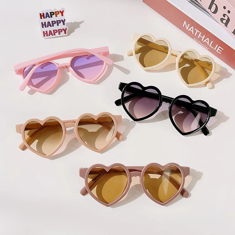 Cute Solid Color Heart Shape Baby Girls Sunglasses | Lovely UV400 Kids Glasses for Outdoor Sun Protection