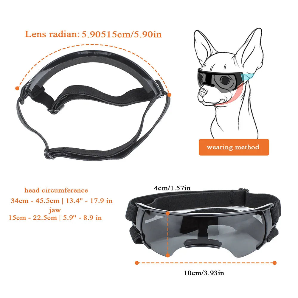 Stylish Pet Sunglasses | Dog Wear Protection Glasses with Adjustable Strap | Waterproof Anti-UV Goggles for Dogs