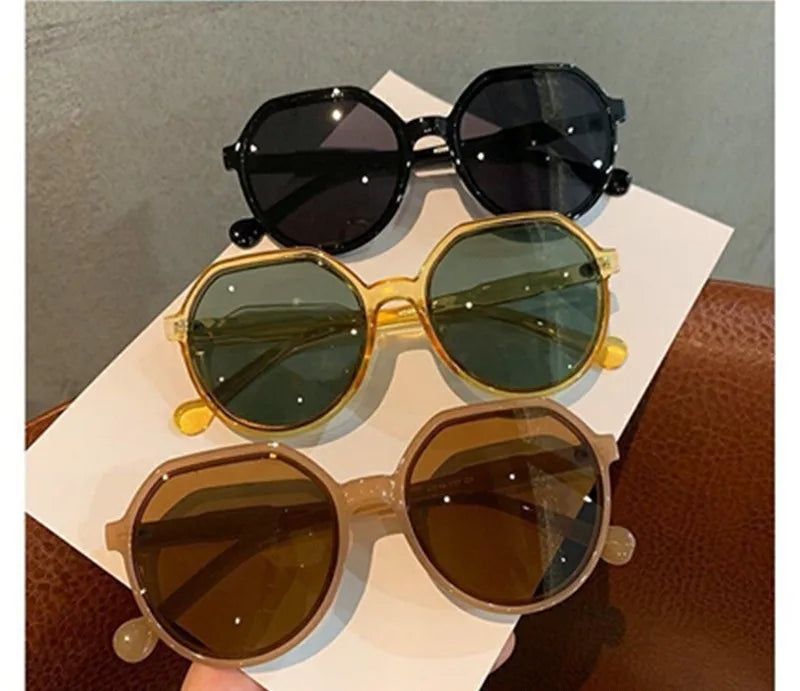 Fashion Ins Trend Sunglasses | Personalized Round Frame Sunglasses | Candy Color Big Frame for Small Face Women Sunglasses