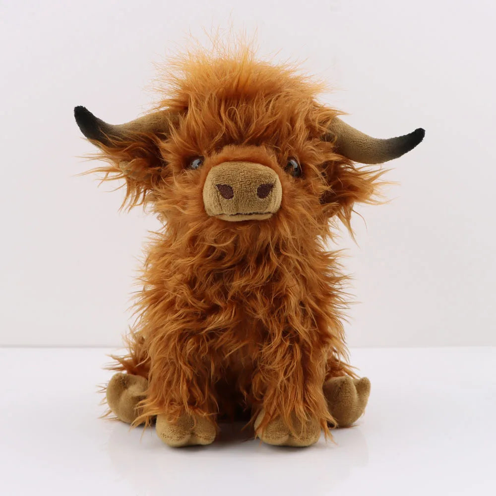 Kawaii Simulation Highland Cow Animal Plush Doll | Soft Stuffed Cream Highland Cattle Plush Toy | Kyloe Plushie Gift for Kids | Alo Trendy