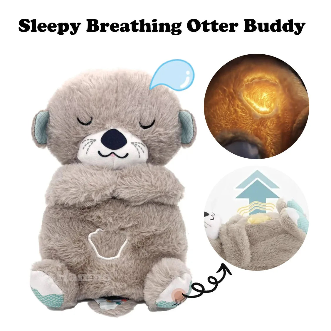 Breathing Otter Plush Soothing Bear | Baby Sleep Snuggle Buddy Teddy | White Noise Music Sleeping Sound Light | Rhythmic Doll Toy Gift | Alo Trendy