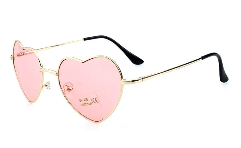 Ladies Heart Shaped Sunglasses Metal | Women Brand Designer Fashion Rimless LOVE Lenses Sun Glasses | Oculos UV400 | Alo Trendy