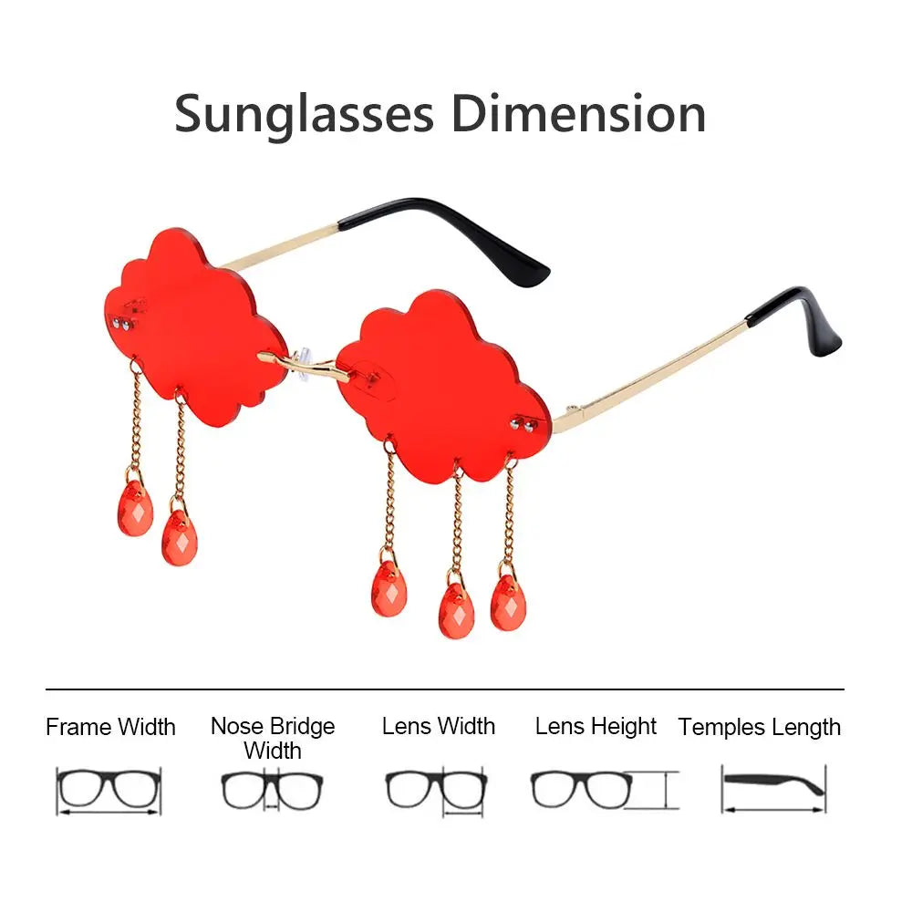 Funny Cloud Women Sunglasses | New Trendy Rimless Tassel Shades | Ins Brand Design Sun Glasses | Steampunk Y2K Eyewear