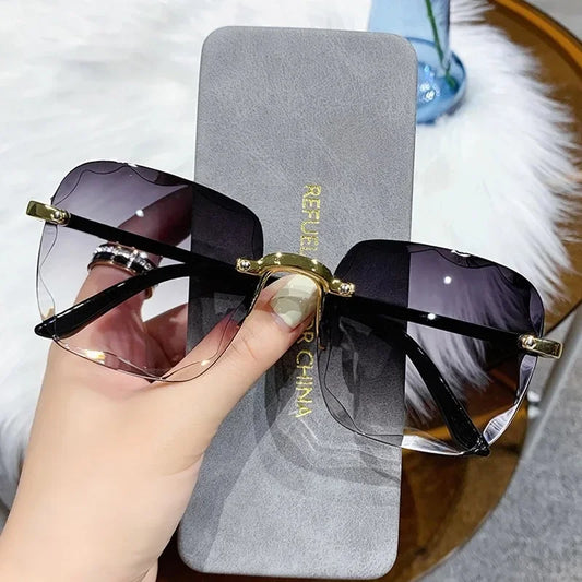 New Rimless Women Sunglasses | Fashion Gradient Lenses | Vintage Alloy Legs Classic Designer Shades | UV400 Protection