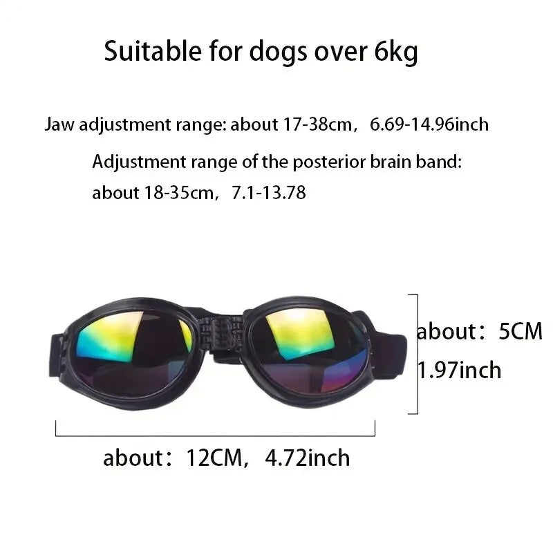 Adjustable Padded Sunglasses Goggles for Medium Dogs | Collapsible Pet Accessories | UV Protection & Comfort Fit