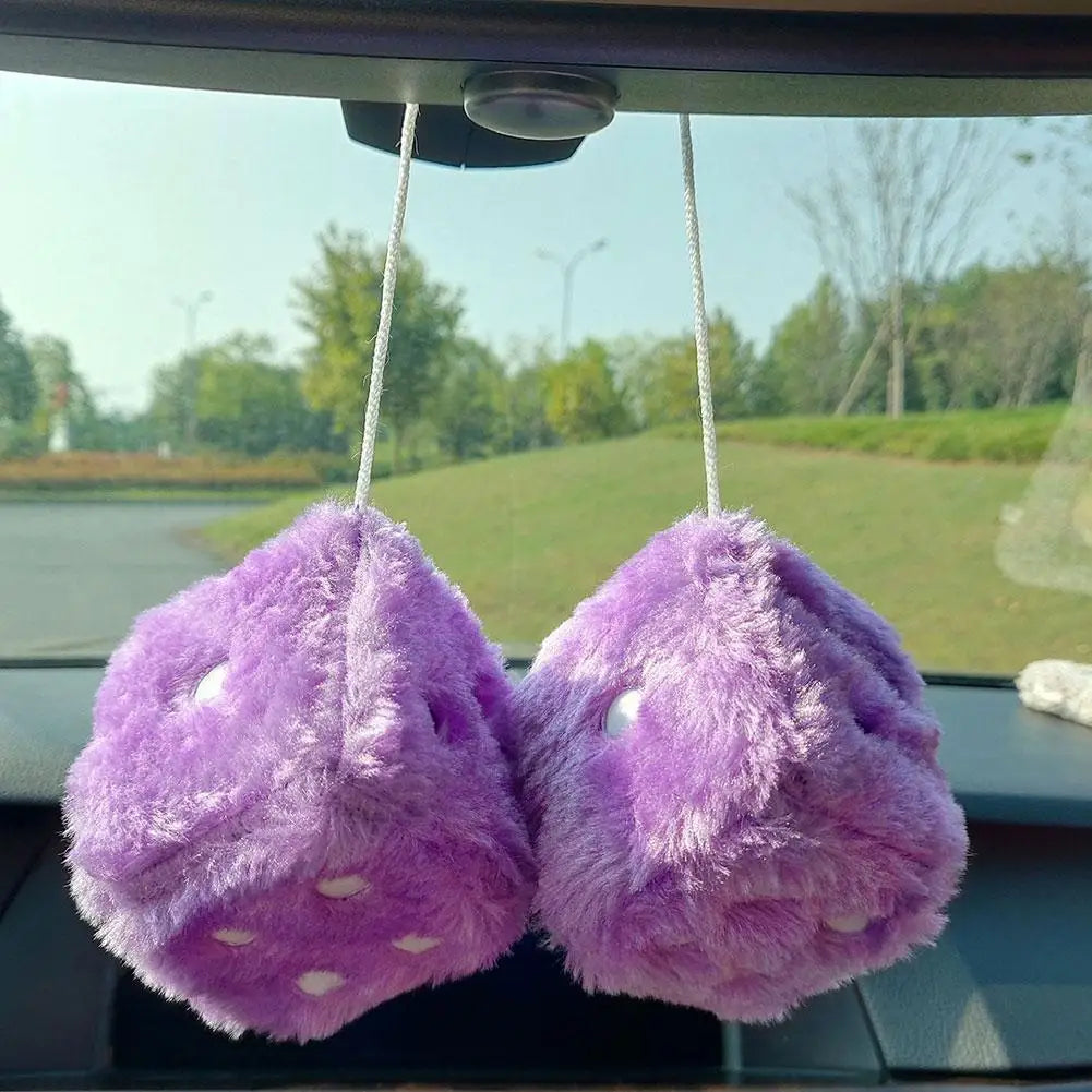 2pcs Plush Dice Car Pendant | Cute Plush Toy Cube Pendant | Anime Car Decoration Accessories | Auto Pendant for Interior Styling