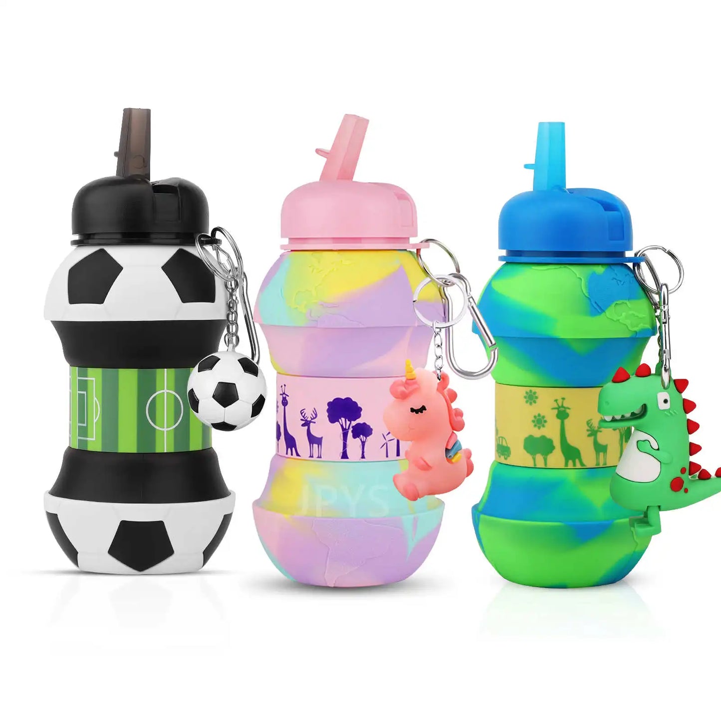 550ml Creative Silicone Water Bottle for Children Girls Boys | BPA Free Portable Folding Water Bottles With Cute Pendant Kids Gift | Alo Trendy