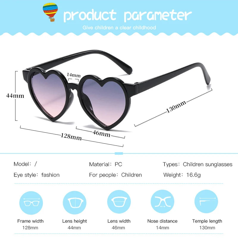 Cute Solid Color Heart Shape Baby Girls Sunglasses | Lovely UV400 Kids Glasses for Outdoor Sun Protection