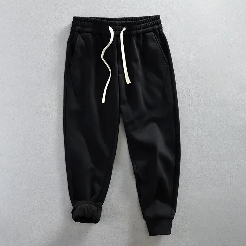 Winter New Casual Velvet Pants for Men | Cotton Drawstring Sweatpants with Large Pockets | Streetwear Sports Trousers