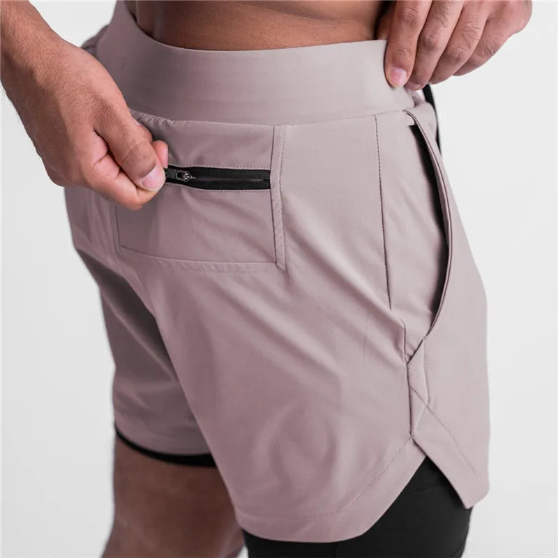 New Running Shorts Men with Lined | Summer Quick Dry Sport Gym Shorts | Men 2 in 1 Fitness Training Workout Sports Shorts | Male