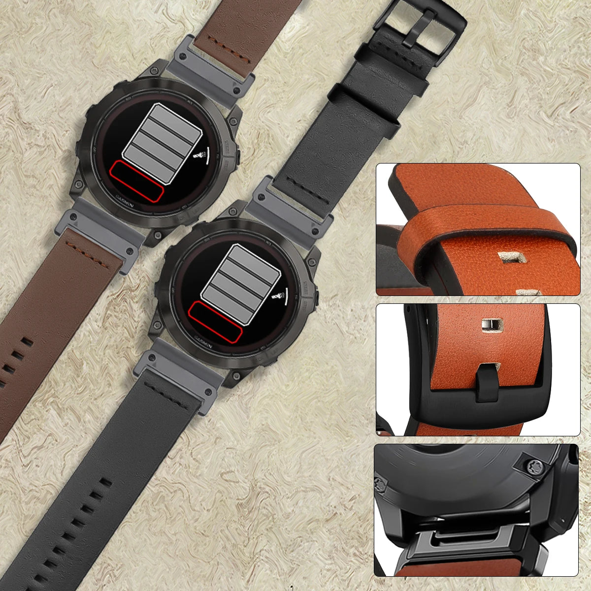 Leather Strap for Garmin Fenix 6X 6 Pro 7X 7 | 26mm 22mm Quick Fit Watch Band Wristband | Forerunner 935 945 955 Smartwatch Bracelet | Alo Trendy