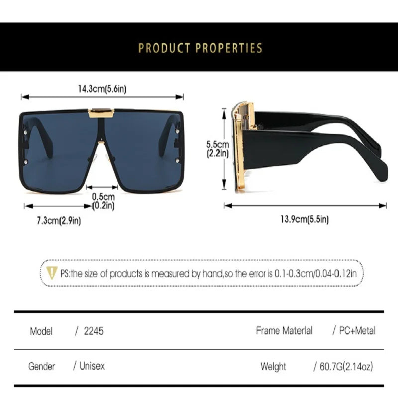 New Fashion Square Sunglasses for Men and Women | Gradient Lens Golden Frame | Luxury High-Quality Brand Designer Eyewear UV400 Protection