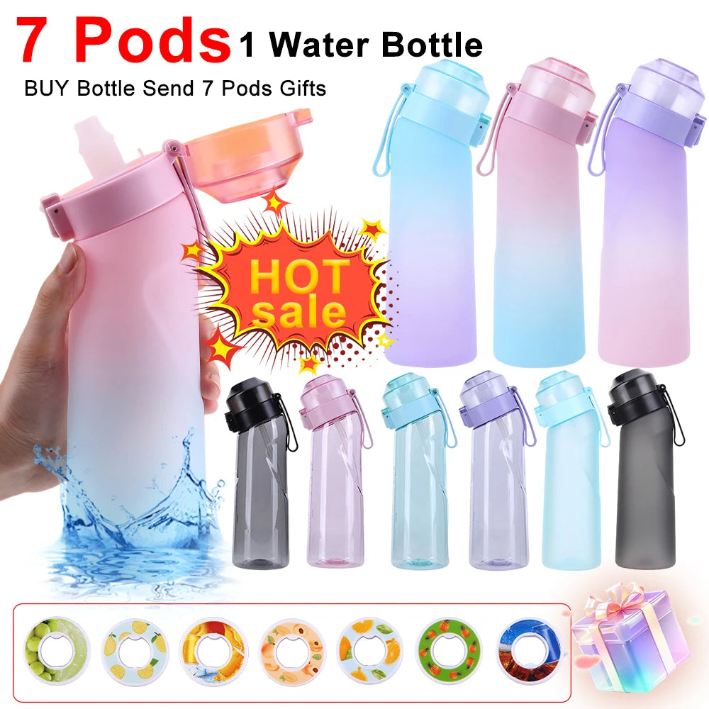 Flavored Water Bottle with 7 Flavour Pods | Scent Up Water Bottle 650ML Portable Reusable Air Flavored Drink Cup Outdoor Sports | Alo Trendy