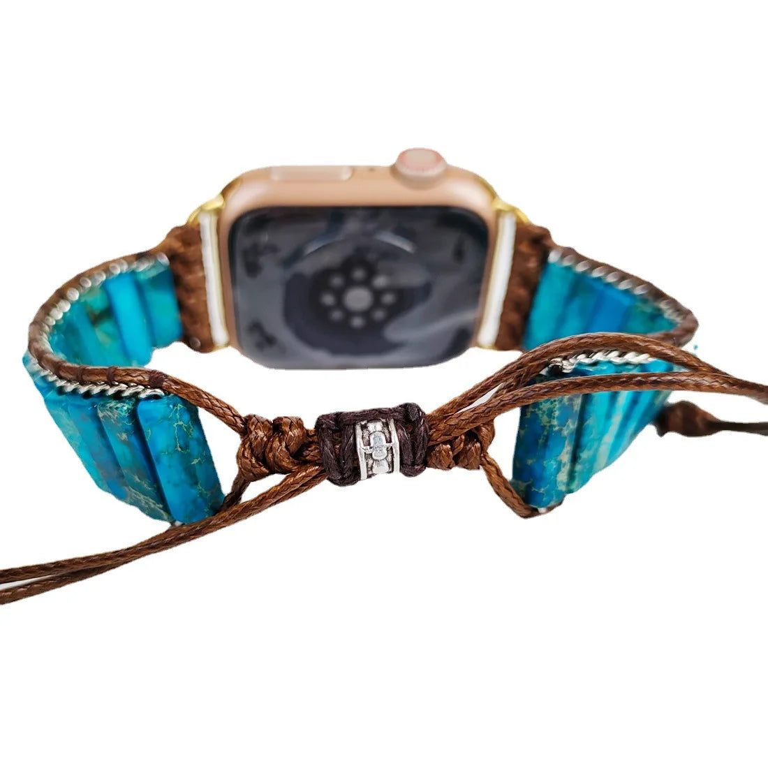 Blue Imperial Jasper Watch Strap | Sediment Jasper Apple Watch Band Bracelet | Boho iWatch Accessories for Women & Men | 40mm Watchband