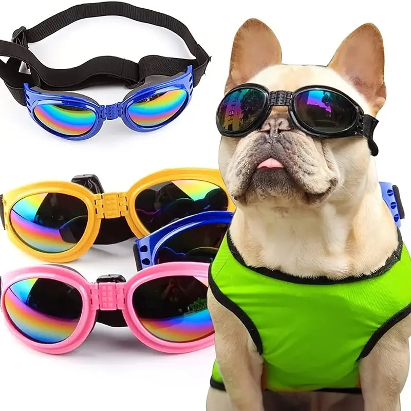 Adjustable Padded Sunglasses Goggles for Medium Dogs | Collapsible Pet Accessories | UV Protection & Comfort Fit