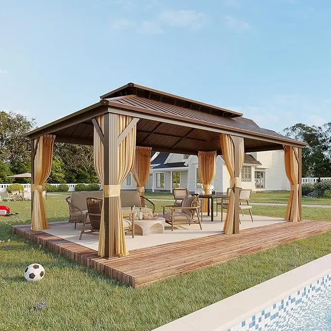 12' x 18' Hardtop Gazebo | Galvanized Steel Double Roof with Aluminum Frame | Outdoor Gazebo for Garden and Patio