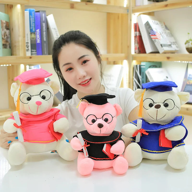 Adorable 18cm Graduate Dr. Bear Plush Toy | Cute Stuffed Teddy Bear for Graduation | Funny Kawaii Toy Gift & Home Decor