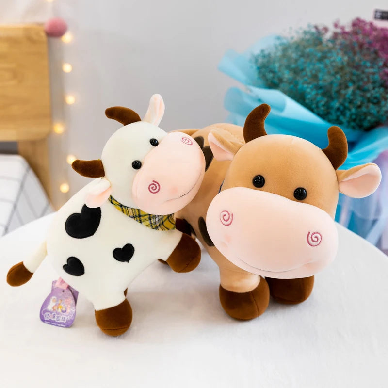 Cartoon Cute Cow Plush Toy | Soft Animal Cattle Plush Toy | Kawaii For Girls | Cotton Animal Plush Doll Filled Home Decoration | Alo Trendy