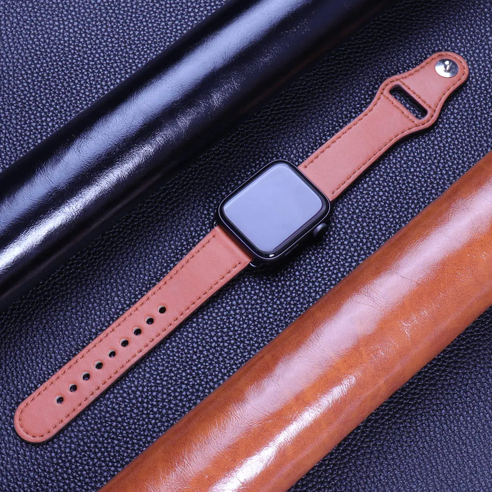 Leather Band for Apple Watch Ultra | Compatible with 49mm, 44mm, 40mm, 38mm/42mm, and 45/44mm Straps | iWatch Series 8, 7, 6, 5, 4, 3, SE | 41mm/45mm Wrist Bracelet