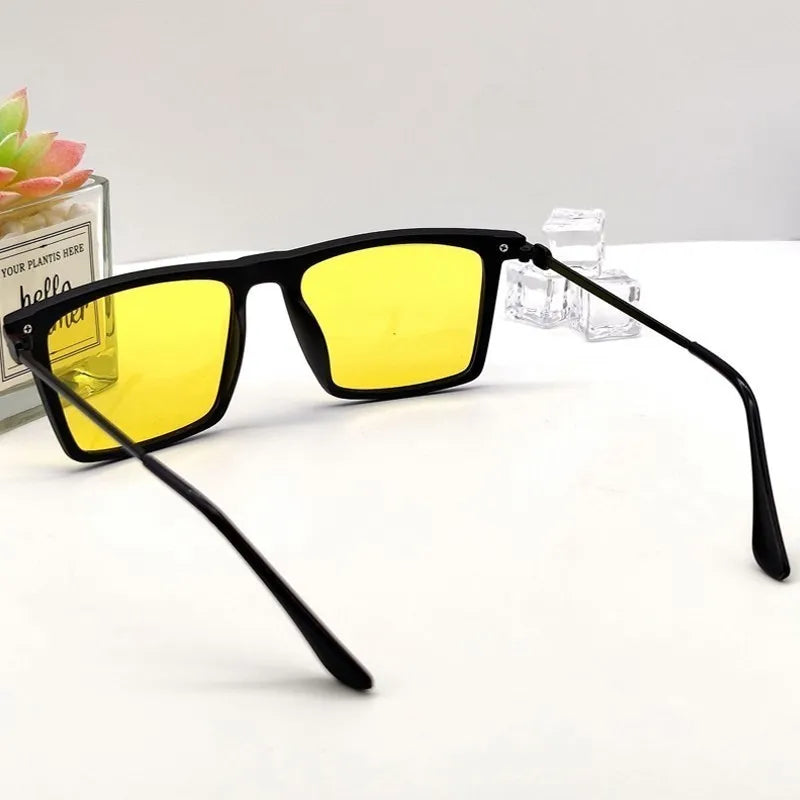 New Square Polarized Sunglasses for Men and Women | Night Vision Glasses with Yellow Lens | Anti-Glare Driving Sunglasses | UV400 Protective Eyewear