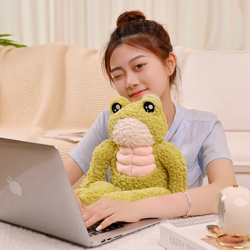 Muscle Fitness Frog Fitness Plush Toy | Soft Big Abs Chest Muscle Duck Frog Throw Pillow Gift For Boys | 35/45cm | Alo Trendy