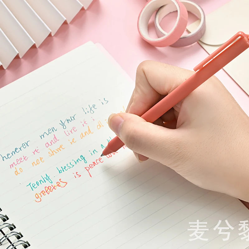 9pcs Korean Kawaii Candy Color Hand Account Pen Set | Student Simple Neutral Pens | Morandi Press | Colorful Writing Pens