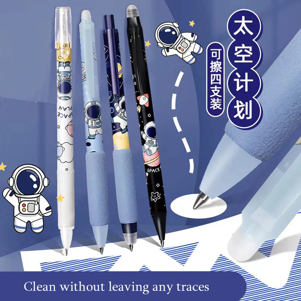 Kawaii Erasable Gel Pen Set | Cartoon Animals Cute Erasable Pen with Erasable Refill Rod | Washable Handle Pen Grip School Stationery | Alo Trendy