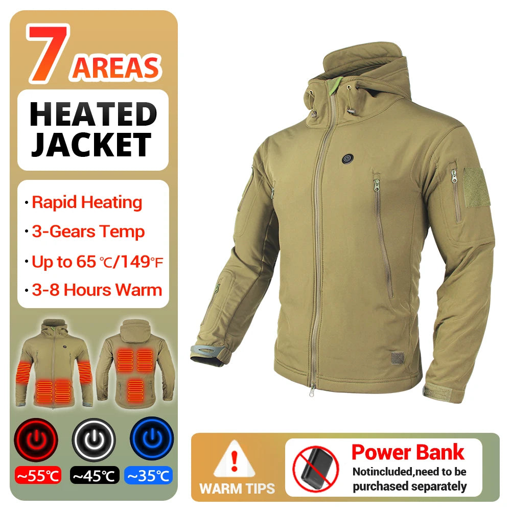 Winter Heated Jacket | 7 Zone USB Electric Heating Jacket for Men and Women | Warm Thermal Coat for Camping, Hiking, and Outdoor Activities