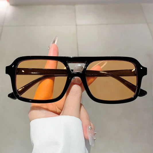 Vintage Sunglasses | New Classic Double Bridge Outdoor Men Shades | Stylish Retro Multicolor Brand Design Women Eyewear