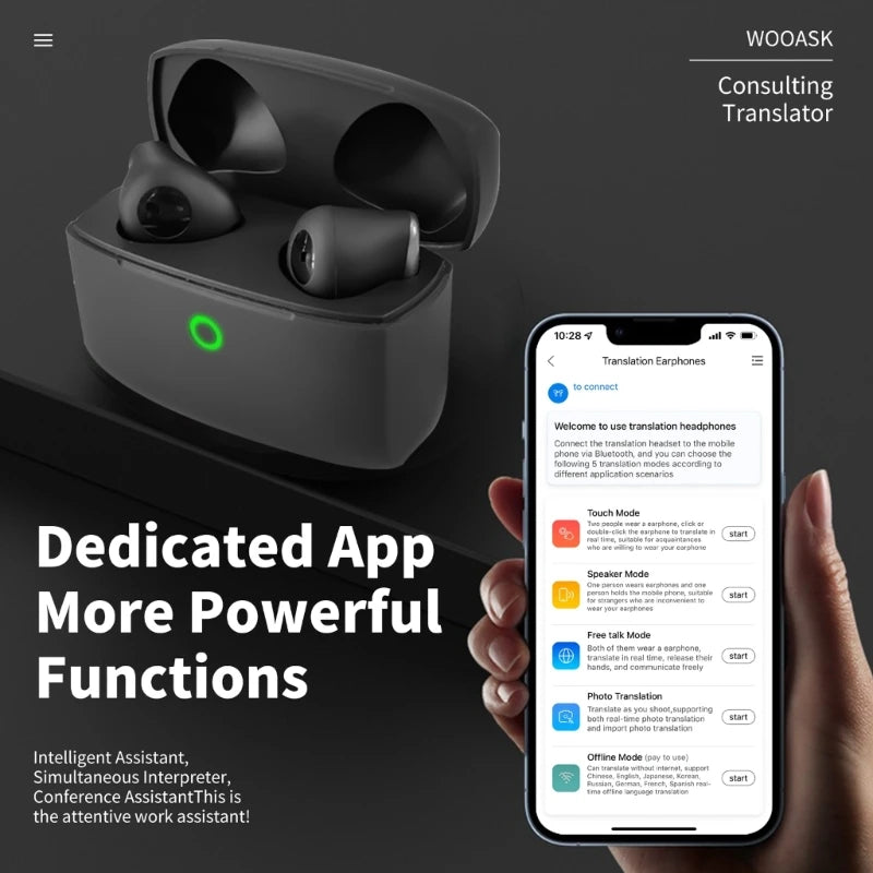 Language Translator Earbuds | Online Voice Translator for 32 Languages | Bluetooth-Compatible Travel Translator Device