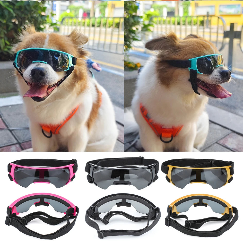 Stylish Pet Sunglasses | Dog Wear Protection Glasses with Adjustable Strap | Waterproof Anti-UV Goggles for Dogs