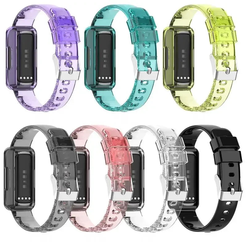 Clear Straps for Fitbit Ace 2 3 Bands | Silicone Bracelet for Fitbit Luxe, Inspire 2, Inspire HR Smartwatch | Crystal Sport Correa