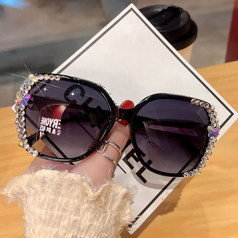 Luxury Brand Polarized Sunglasses for Women | UV400 Protection Fashion Sunglasses with Rhinestone Accents | Elegant Female Sun Glasses