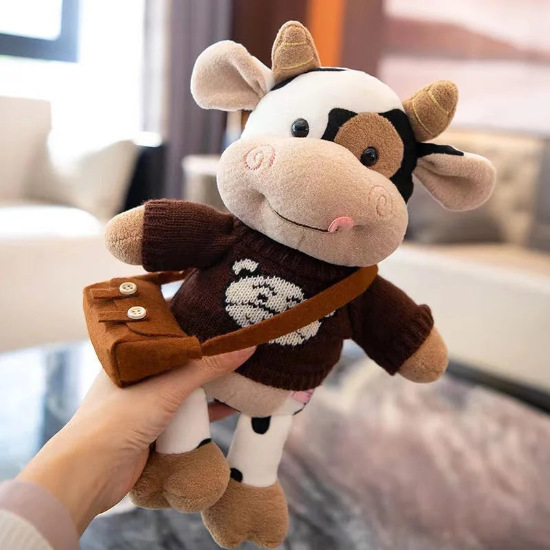 26CM Cartoon Milk Cow Plush Doll | Cute Simulation Cattle Animals Plush Toys Soft Stuffed Sweater Cow Pillow | Girls Birthday Gifts | Alo Trendy