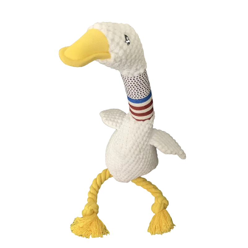 New Pet Dog Plush Sound Toy | White Geese Coarse Grain Velvet | Bite Resistant Long Necked Duck Toy | Interactive Dog Supplies