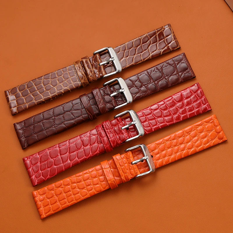 12 14 16 18 20 22 24mm Crocodile Leather Alligator Strap | Premium Watchband for Longines Master and Omega | Men's and Women's Butterfly Clasp Watchband