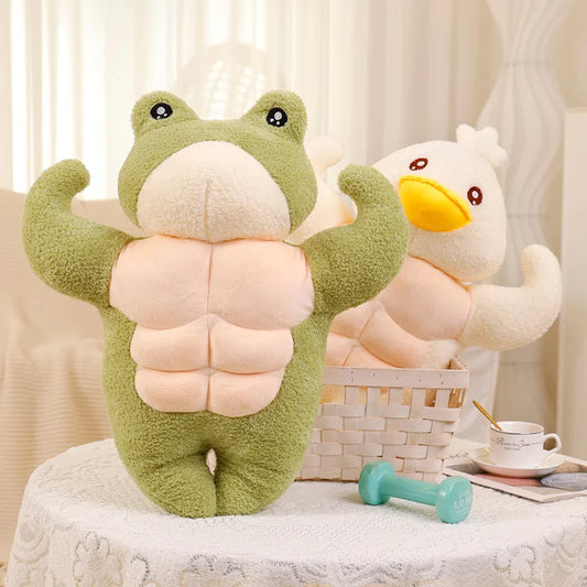 Muscle Fitness Frog Fitness Plush Toy | Soft Big Abs Chest Muscle Duck Frog Throw Pillow Gift For Boys | 35/45cm | Alo Trendy