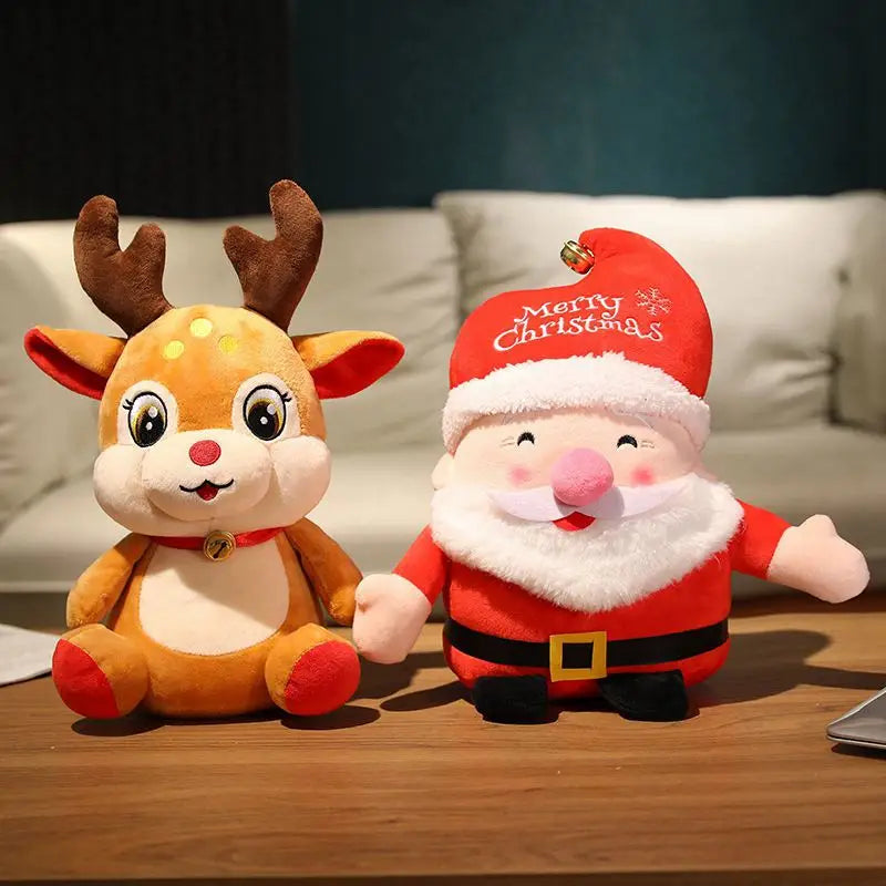 22CM Lovely Santa Claus & Elk Plush Toys | High-Quality Stuffed Animal Dolls | Christmas Gifts for Children & Home Decoration