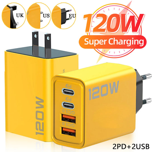 120W 3.0 USB Fast Charger | Type C Quick Charge Charger Adapter | For iPhone, Samsung, Xiaomi | PD USB Charger | Fast Charging 2024 | Alo Trendy