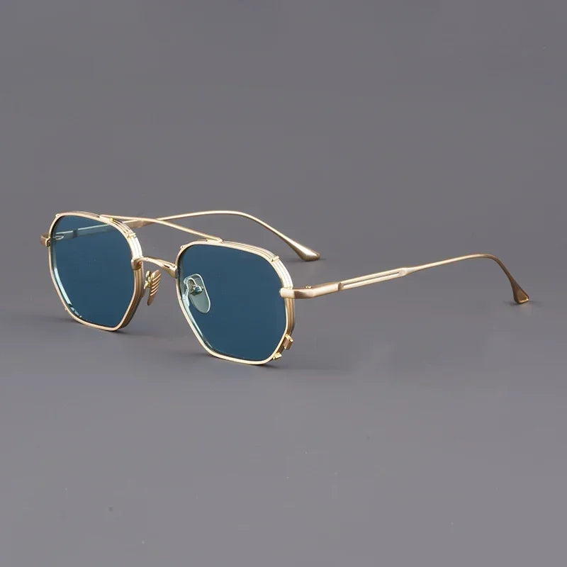 Gold Metal Sunglasses Hollow Out Polygon Rectangular Sunglasses for Men Women | New Cross-border Fashion UV400 Trendy