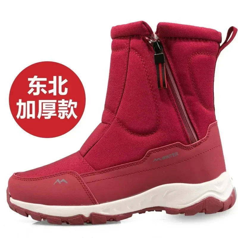 Waterproof High Top Snow Boots | Men & Women Ankle Winter Boots with Plush Lining | Non-Slip Outdoor Platform Shoes