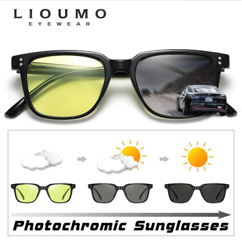 Photochromic Sunglasses Men Polarized Day Night Vision Driving Glasses | Women Retro Rivets Frame Eyewear | zonnebril heren | Alo Trendy