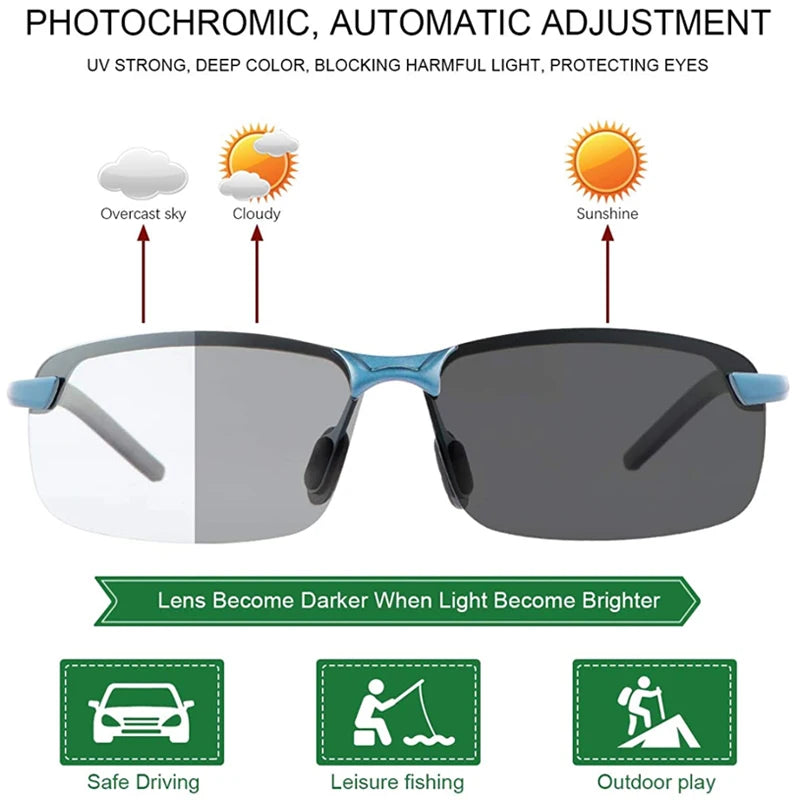 Brand Designer Polarized Sunglasses | Photochromic Gradient Men Day Night Driving Sunglasses | Fashion Driver's Eyewear UV400 | Alo Trendy