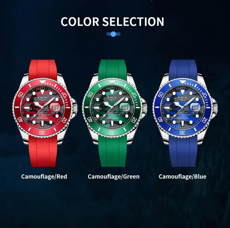 Military Camouflaged Mens Watches | Waterproof Luminous Date Quartz Wristwatch | Durable and Stylish Reloj Hombre