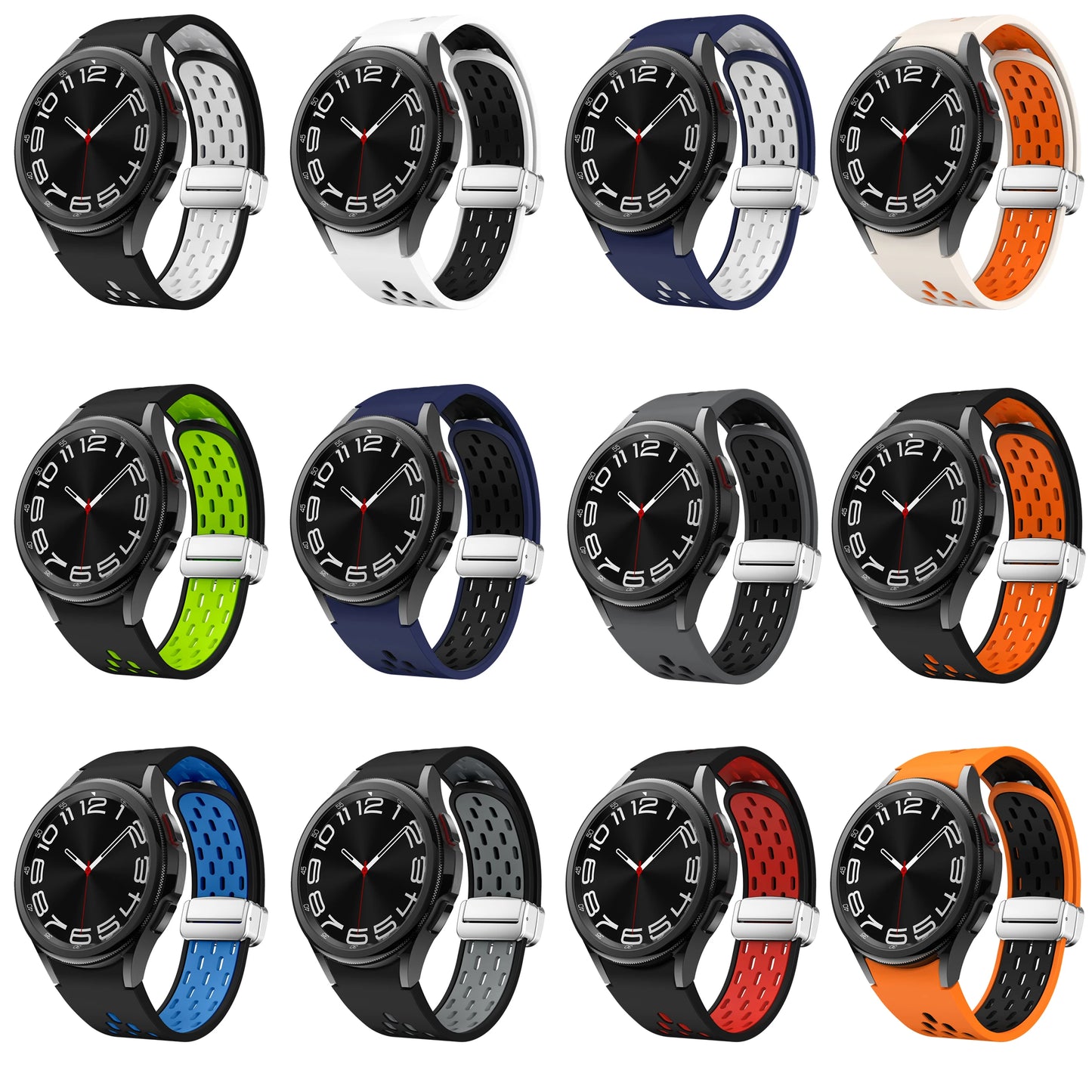 Silicone Strap for Samsung Galaxy Watch | Magnetic Buckle No Gaps Band | Compatible with Galaxy Watch 6, 5, 4, 5Pro | 40mm, 44mm, 45mm, 42mm, 43mm, 47mm | Alo Trendy