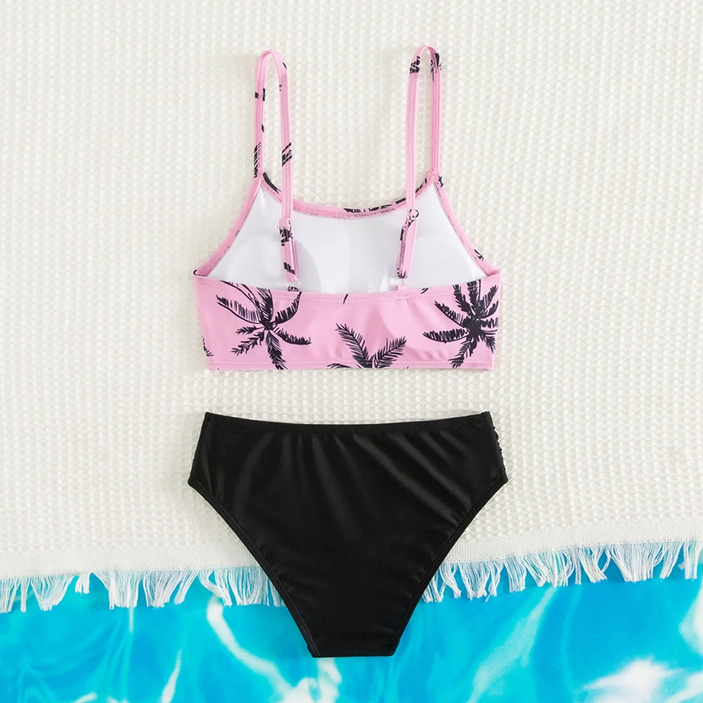 Kids Girls Coconut Tree Print 2 Piece Swimsuit | Swimwear Bathing Suit Cute Bikini | Children's Swimwear Girls Beachwear Summer 2024 | Alo Trendy