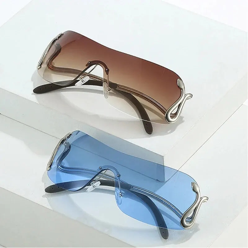 Conjoined Personality Animal Viper Sunglasses | Y2K Convex Shape Metal Sunglasses | Unique and Stylish Eye Protection